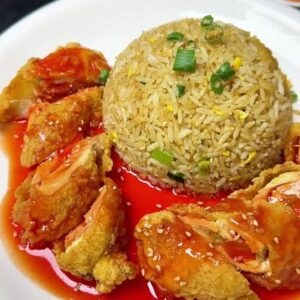 MENU SOPA DE POLLO + POLLO ENRROLLADO + CHAUFA / FU ZEN